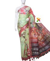 PURE LINEN DIGITAL PRINT SAREE SILK ZONE